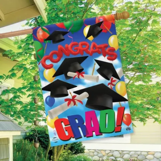 Congrats Graduation House Flag Celebration Graduate 28" x 40" Briarwood Lane image {2}