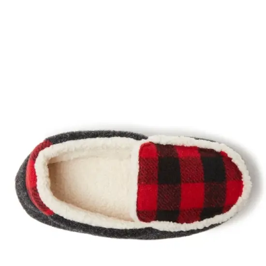 Dearfoams Kid's Unisex Hunter Felted Microwool and Plaid Moccasin Slipper image {3}