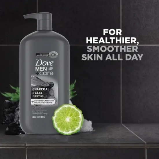 Dove Men+Care Charcoal + Clay Purifying Body & Face Wash Pump - Sulfate Free - 30 fl oz image {9}
