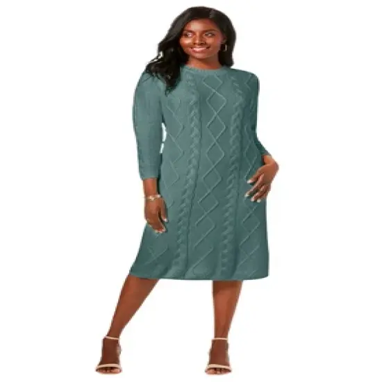 Jessica London Women&rsquo;s Plus Size Cable Sweater Dress image {9}