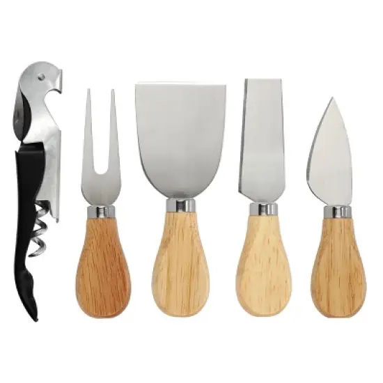 MegaChef Bamboo Charcuterie Cheese Board with Slide Out Drawer with Cheese Utensils, Bottle Opener, and 3 Piece Mini Chalkboard Set image {7}