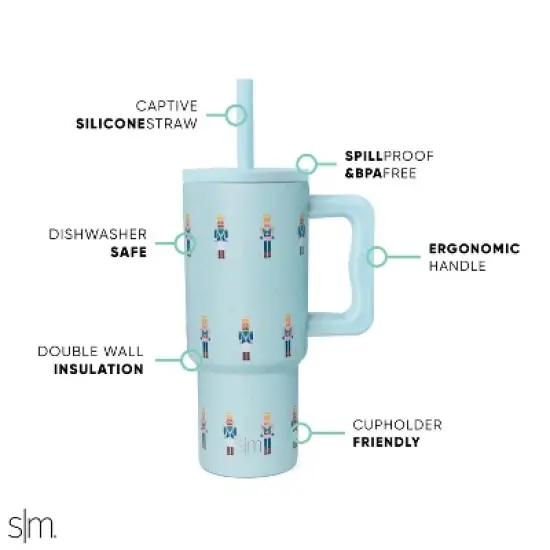Simple Modern 24oz Trek Nutcracker Straw Tumbler: Stainless Steel, Dishwasher-Safe, Cold Beverages, All Ages, Blue image {1}