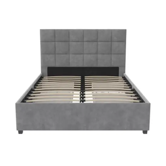 Serena Upholstered Bed with Drawers Light Gray Velvet - Cosmoliving By Cosmopolitan image {9}