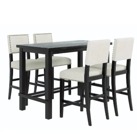5-Piece Counter Height Dining Set Espresso-ModernLuxe image {3}