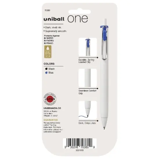 uni-ball uni one Retractable Gel Pens Medium Point 0.7mm Black/Blue Ink 5/Pack (70380) image {7}
