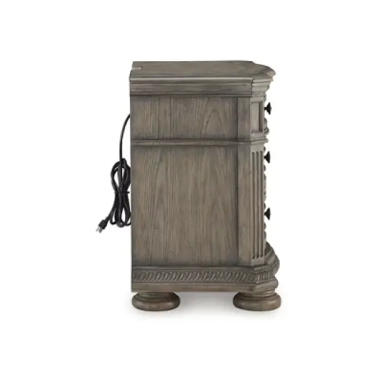Signature Design by Ashley Ardenfield Three Drawer Night Stand with USB Ports, Light Brown image {5}