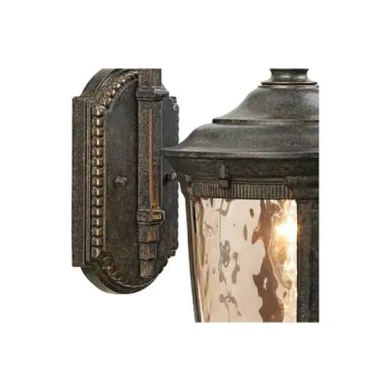 John Timberland Bellagio Vintage Rustic Outdoor Wall Light Fixture Bronze Downbridge 16 1/2" Champagne Hammered Glass for Post Exterior Barn Deck Yard image {7}