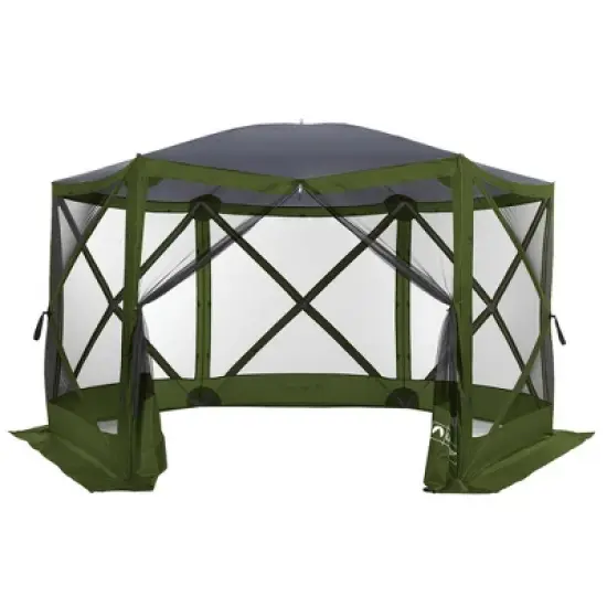Lightspeed Outdoors Pop-Up 6-Sided Screen Shelter, Camping Gazebo, Green image {1}