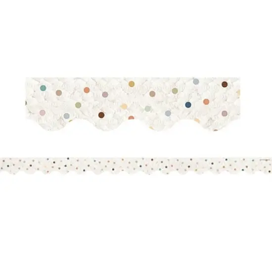 Teacher Created Resources&reg; Everyone is Welcome Dots Scalloped Border Trim, 35 Feet Per Pack, 6 Packs image {1}