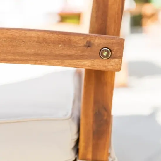 Acacia Wood X-Back Love Seat with Cushions Brown - Saracina Home image {5}