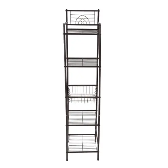 5 Tier Freestanding Bathroom Storage Shelves Brown - Bath Bliss image {1}