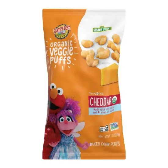 Earth's Best Organic Veggie Cheddar Puffs Baby & Toddler Snacks Sesame Street - 1.55oz image {10}