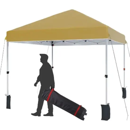 Acekool 10x10 Pop Up Canopy Tent, One-Person Setup Instant Shelter, Adjustable Heights, Wheeled Bag, Sandbags & Stakes, Outdoor Shade, White image {9}