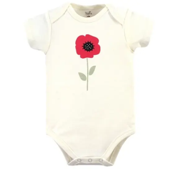 Touched by Nature Baby Girl Organic Cotton Bodysuits 5pk, Poppy image {5}