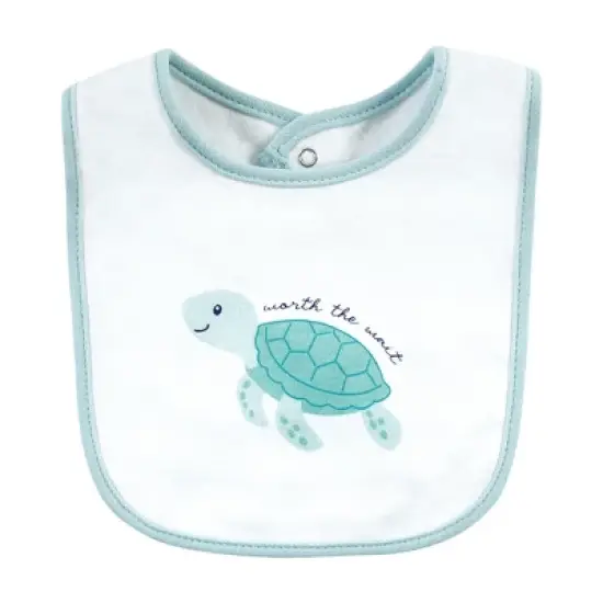 Hudson Baby Infant Boys Cotton Bibs, Sea Turtle, One Size image {6}