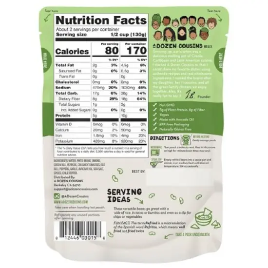 A Dozen Cousins Classic Refried Pinto Beans - 10oz image {1}