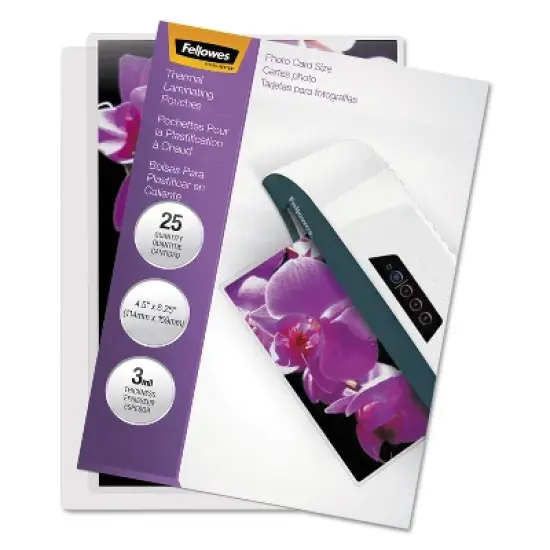 Fellowes Laminating Pouch 3mil 4 1/2 x 6 1/4 25/Pack 5208301 image {1}