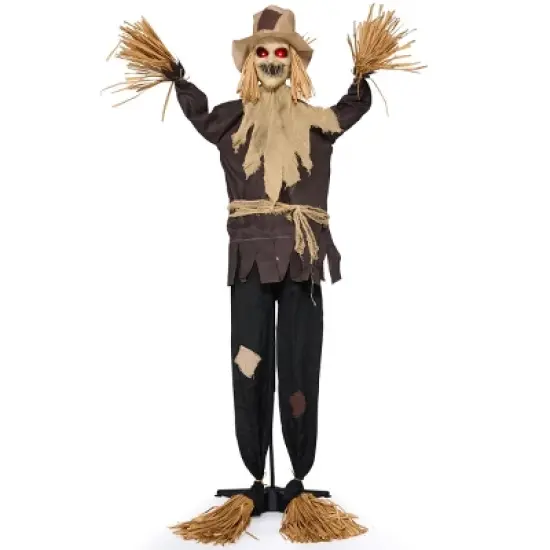 Joyfy 70'' Halloween Standing Scarecrow Decoration, Scary Animated Decor Prop with Motion for Yard Farm Lawn Garden Outdoor Indoor Haunted House Decor image {5}