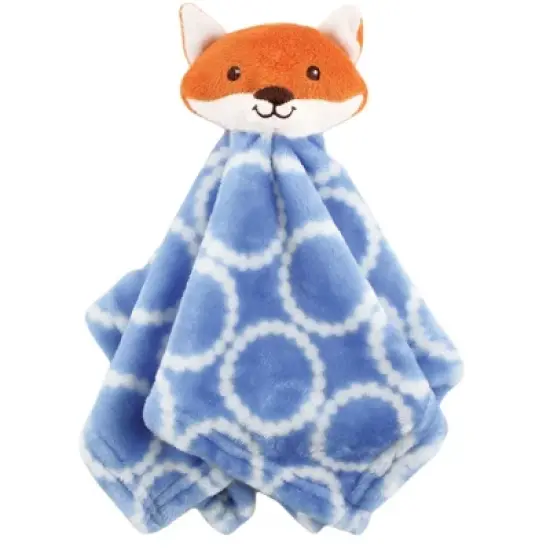 Hudson Baby Infant Boy Animal Face Security Blanket, Blue Fox, One Size image {3}