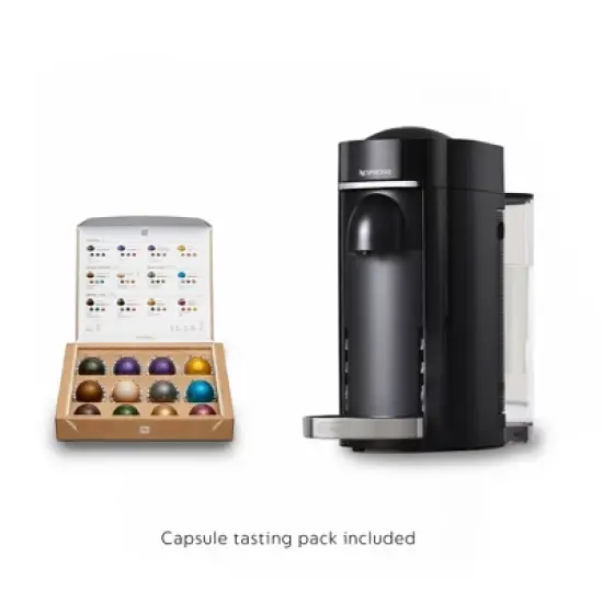 Nespresso Vertuo Plus Deluxe Espresso and Coffee maker Bundle: Piano Black, 12 Capsules, Removable Water Reservoir image {2}