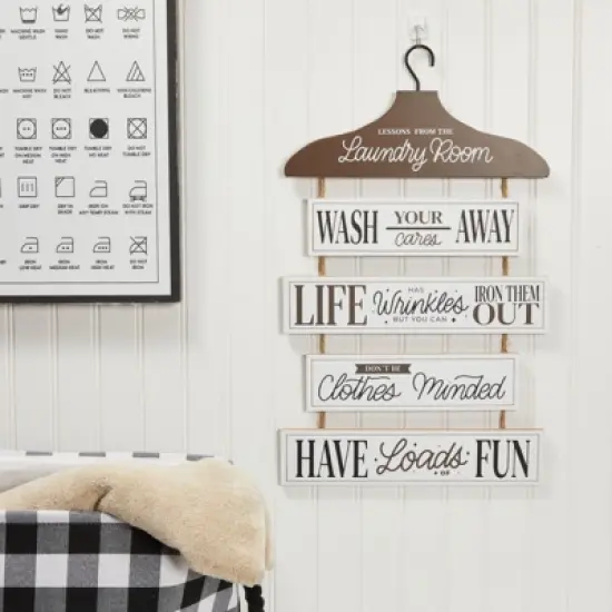 Farmlyn Creek Rustic Hanging Wall Decor, Lessons from The Laundry Room Sign (11.8 x 19.7 in) image {2}
