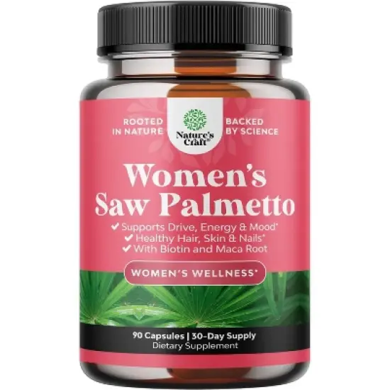 Women Saw Palmetto Capsules, DHT Blocker Restoring Hair Vitamins for Hair Health, Nature's Craft, 90ct image {6}