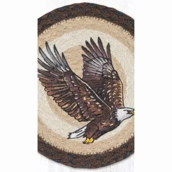 Earth Rugs Eagle Printed Round Trivet &ndash; 10" Rustic Jute Hot Pad image {2}