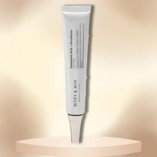 Mary & May Tranexamic Acid+Glutathione Eye Cream Mini size | Targets dark circles and blemishes, promoting radiant skin tone (0.42 oz.) image {2}