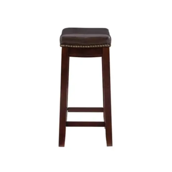 Claridge Leather Saddle Counter Height Barstool - Linon image {3}