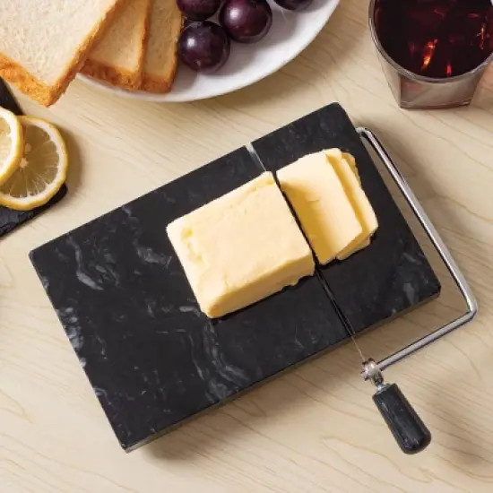 Marble Cheese Slicer Black - Fox Run: Wire Slicer for Block Cheese, Freestanding Marble Kitchen Tool, Includes 2 Blades image {3}