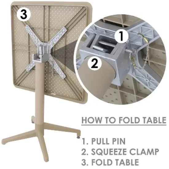 Sunnydaze All-Weather Commercial-Grade Bellemead Indoor/Outdoor Patio Furniture Dining Set with Square Table with Folding Top, Tan, 5pc image {7}