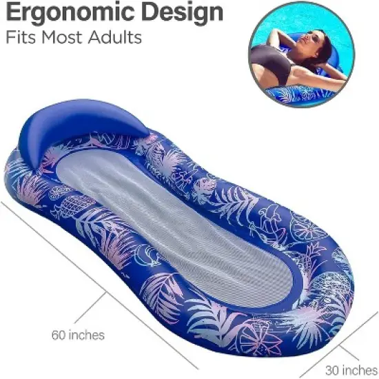 Galvanox Adult Pool Water Loung Floatie Lounger With Headrest - Great For Tanning Relaxing by A Pool, Lake and More! image {5}