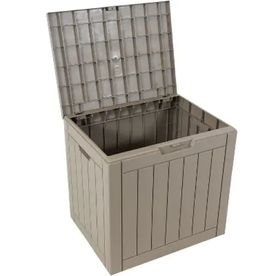Sunnydaze Lockable Outdoor Small Deck Box with Storage and Side Handles - 32-Gal. image {9}