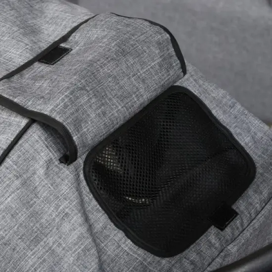 PawHut Pet Stroller Foldable Dog Cat Travel Carriage with Adjustable Handlebar PVC Wheel Brake Storage Bag Mesh Window Safety Leash Aluminum gray image {5}