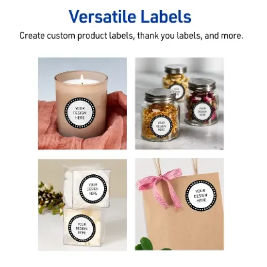 Avery Labels, 2" Diameter, Matte White, Black & White Polka Dots, 120ct image {5}
