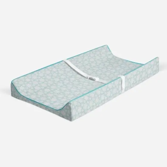 Bacati - Floral Quilted Muslin Changing Pad Cover Aqua image {1}