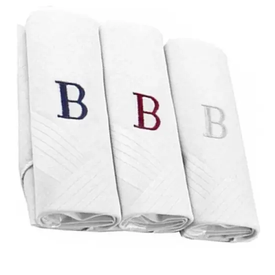 Men's Cotton Monogrammed Handkerchiefs Initial Letter Hanky image {17}