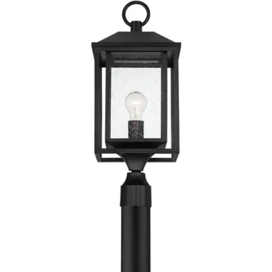 John Timberland Califa Modern Outdoor Post Light Black Metal Cage 21 3/4" Clear Seedy Glass for Exterior Barn Deck House Porch Yard Patio Home Outside image {3}