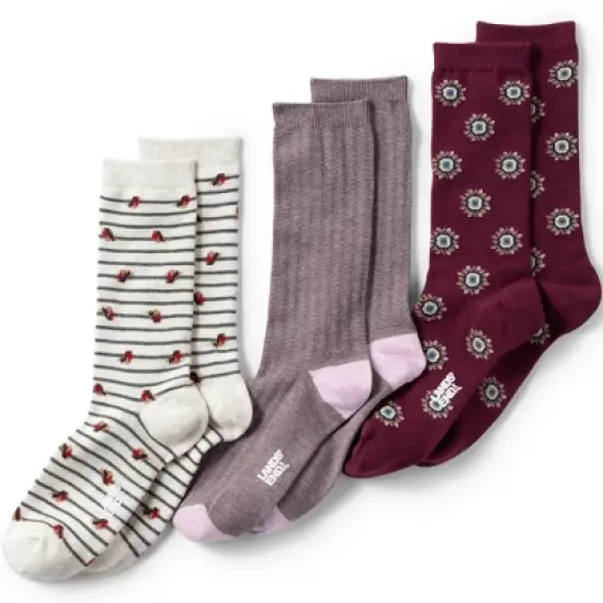 Lands' End Women's 3-Pack Seamless Pattern Crew Socks image {7}