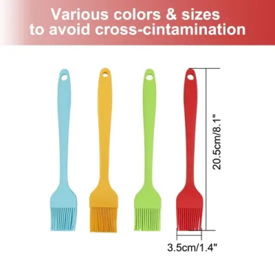 Unique Bargains Heat Resistant Non-stick Cookware Utensils Silicone Brush Assorted Color 4 Pcs image {1}