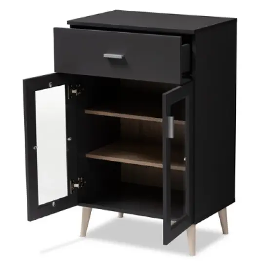 Jonas Oak Finished Kitchen Cabinet Gray/Brown - Baxton Studio image {4}