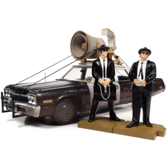 1974 Dodge Monaco "Bluesmobile" Black & White (Dirty) w/Figures "The Blues Brothers" (1980) 1/18 Diecast Model Car by Auto World image {4}