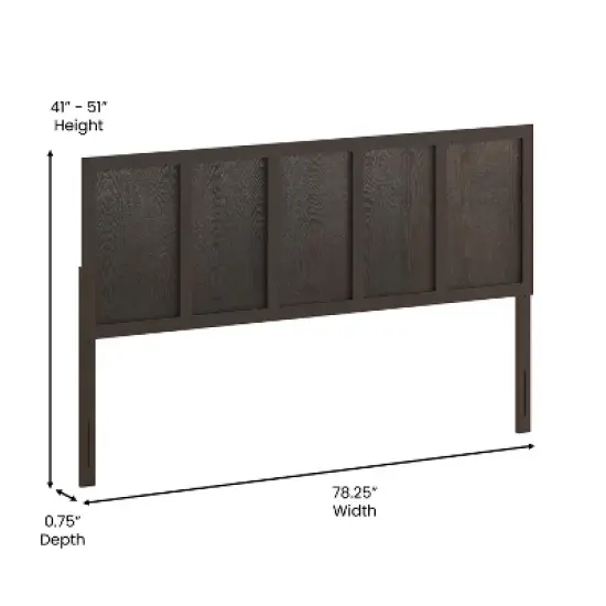 Flash Furniture Oliver Paneled Wooden Adjustable Headboard for Universal Metal Bed Frames image {5}