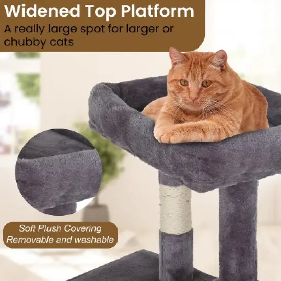 BestMassage Cat Tree 36 inch Tall Cat Tower for Indoor Cats with Cat Scratching Post Multiple Platforms Cozy Condo and Hanging Toy image {4}