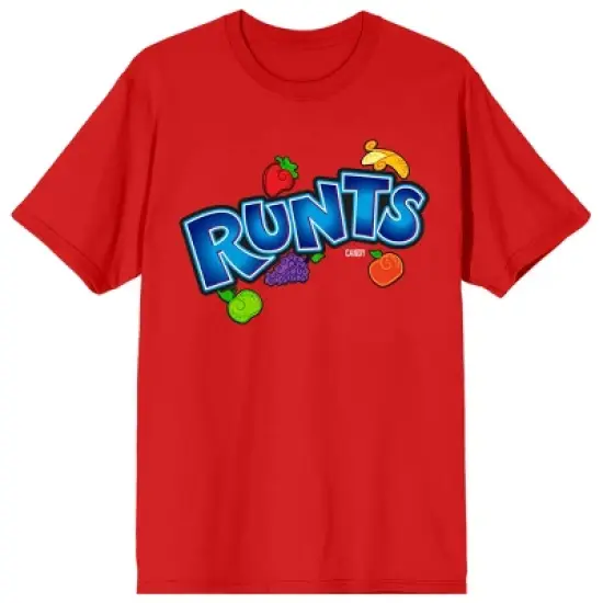 Runts Logo With Scattered Fruit Crew Neck Short Sleeve Red Women's T-shirt image {8}