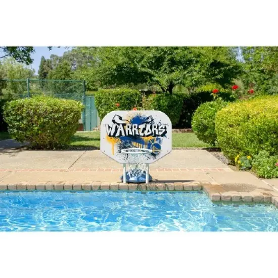 Poolmaster Graffiti Collection NBA Golden State Warriors Poolside Hoop Set Durable All-Weather Base image {3}