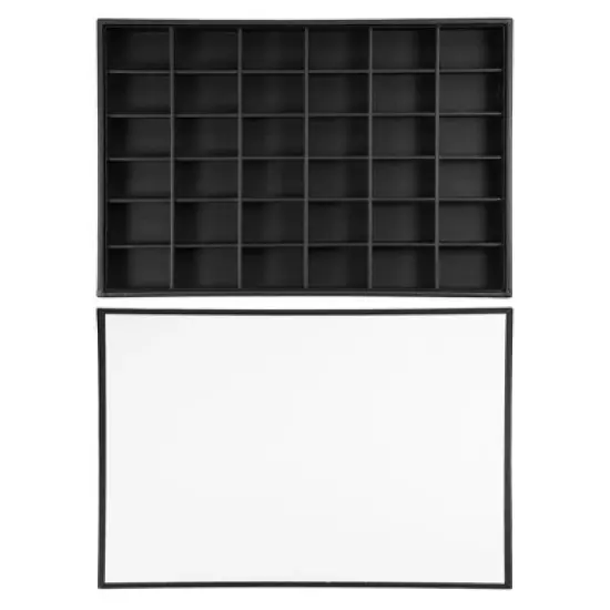 Unique Bargains PU Leather 36 Grid Stackable Jewelry Tray Jewelry Drawer Organizer Trays Showcase for Bracelets Earrings Black image {4}