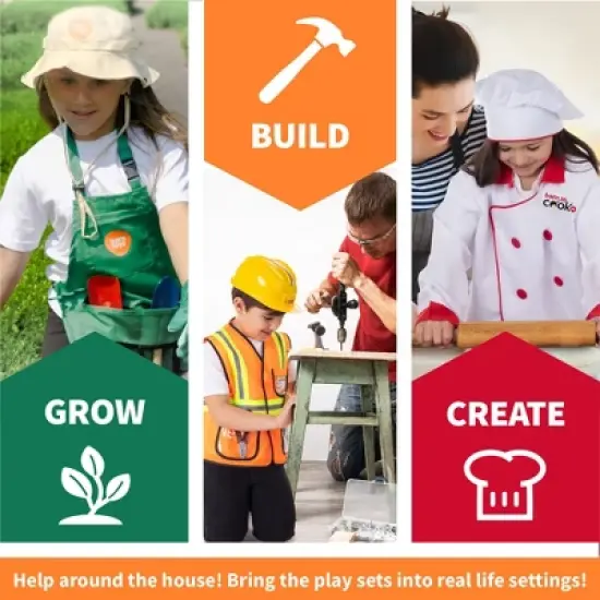 Bintiva Dress Up / Drama Play Helping At Home Trunk Set, Construction Worker-Chef-Gardener image {5}