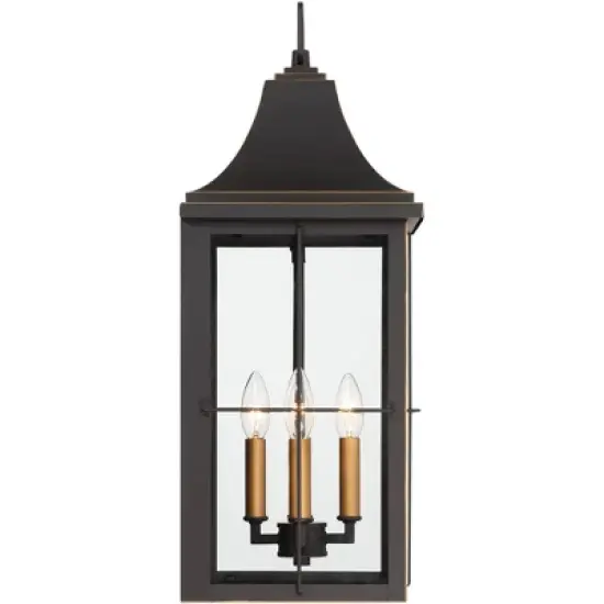 John Timberland Sunderland Rustic Mission Outdoor Wall Light Fixture Black Gold 24 3/4" Clear Glass for Post Exterior Barn Deck House Porch Yard Patio image {7}