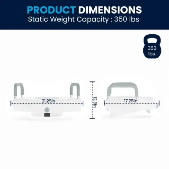 Flash Furniture HERCULES White Elevated Toilet Seat with Height Adjustable Padded Arms and Locking Safety Mechanism image {14}